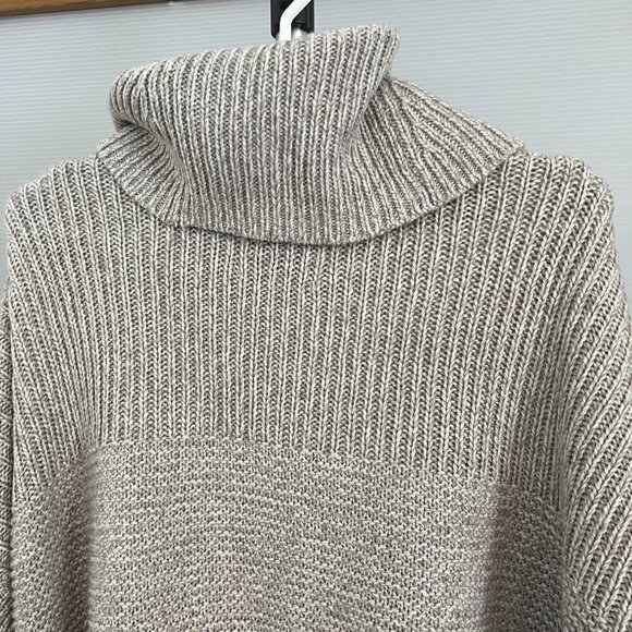 Part Two Tocca Wool Blend White Brown Oversize Long Pullover Knit Sweater Sz S - Picture 9 of 14